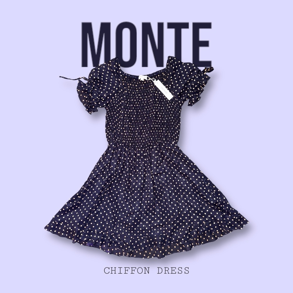 Monte Navy Polkadot Dress